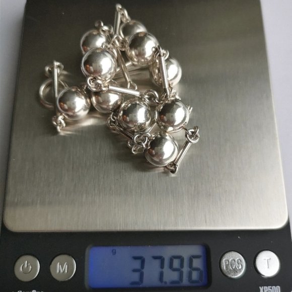 Vintage Sterling Silver ball bead necklace toggle - Picture 9 of 10